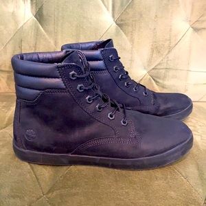 Black leather timberlands